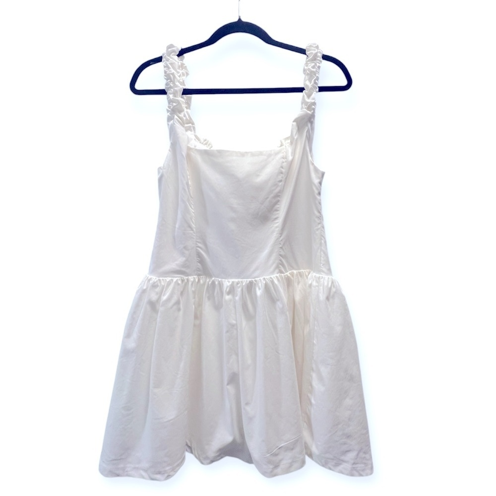 NWT White Ruched Chest Button Front Mini Dress- Size 1XL - Picture 2 of 5